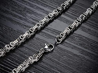 Heart Padlock Collar Stainless Steel Lock Necklace Byzantine Chain Necklace Locking Collar Choker for Men Women Jewelry - style: E
