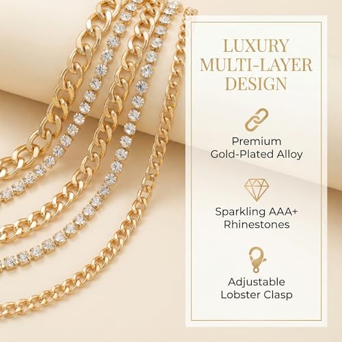 Waist Chain for Women - Silver Body Chain Crystal Body Jewelry, Stylish Adjustable Belt for Summer Beach Bikini Rave Festival Outfit Accessories - color: Gold-1