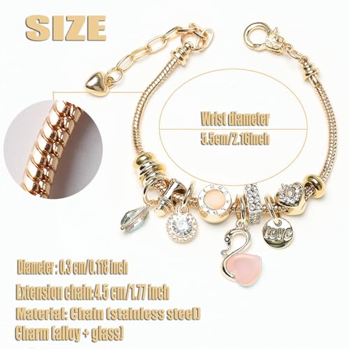 DS Charm Bracelets for teen girls exquisite cute cartoon friendship bracelet Gold Stainless Steel Bangle birthday Gift box Adjustable little girls kids jewelry holiday gifts - style: GOLD-8