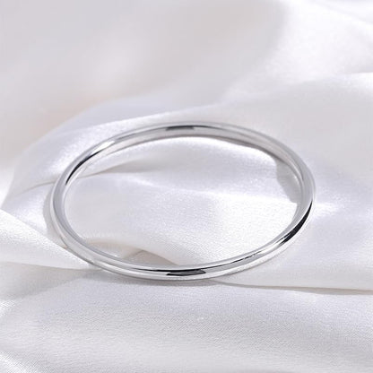 Minimal Silver Bangle for Women, Seamless Closed Stainless Steel Bracelet