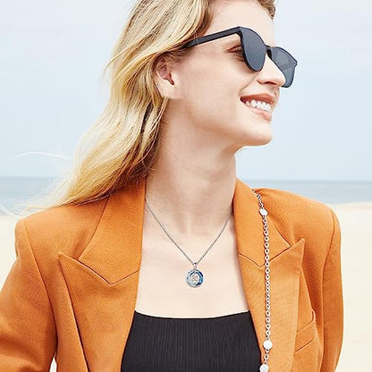 JUSTKIDSTOY Birthday Gifts for Women Girls 925 Sterling Silver Celtic Moon Star Necklace with Blue Crystal Pendant Jewelry for Sister Friends - style: 30th