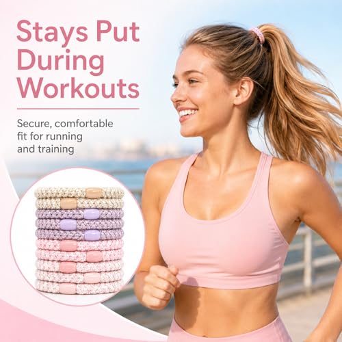 10-Piece Hair Ties: Soft Knitted Hair Tie for Thick/Coarse/Curly Hair. Gentle Hair Ties No Damage—Secure & Protect Strands (Gradient Pink) - color: Gradient Pink