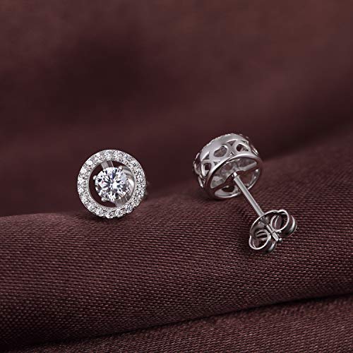925 Sterling Silver Bezel Stud Earrings for Women Hypoallergenic Cubic Zirconia Stud Earrings for Unisex - style: 2-Halo Studs