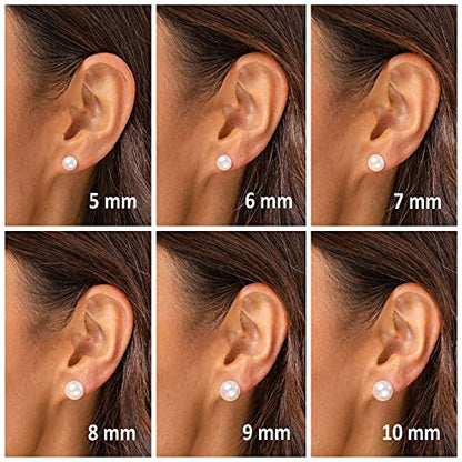 PAVOI 14K Gold Plated 925 Sterling Silver AAA+ Quality Handpicked Freshwater Cultured Stud Pearl Earrings - Trendy Hypoallergenic Jewelry - style: 6.5mm
