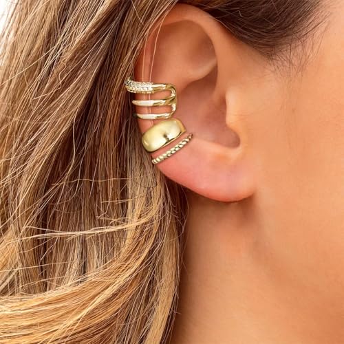 Ear Cuff Earrings for Women Chunky Ear Cuffs Non Piercing | Clip on cartilage earrings helix fake earrings jewelry trendy stuff christmas gift stocking stuffers - color: I