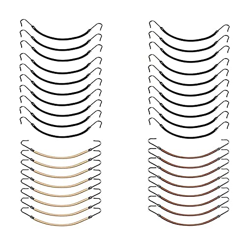 YBB 36Pcs Ponytail Hooks Hair Ties Elastic Bungee Ponytail Holders | Black, Brown and Gold Color, Metal Hook Polyester Cord, Fits Thick Curly Long Hair, One-handed Use Friendly for Women