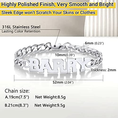 PROSTEEL Bracelets for Men, Figaro/Cuban Mens Bracelet, Silver/Gold/Black | 6/9/13mm Width, 7.5/8.3/9" Length, Stainless Steel Mens Bracelet, Durable & Non Tarnish, Chunky Jewelry with Gift Box - style: H 6mm-Cuban-Silver-Custom