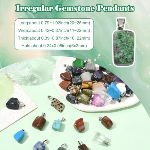 DanLingJewelry 50pcs Natural Random Reiki Nugget Gemstone Charms Irregular Healing Crystal Chakra Stone Pendants for Jewelry Making - color: Mini Stones-50pcs-Random Stones&Colors