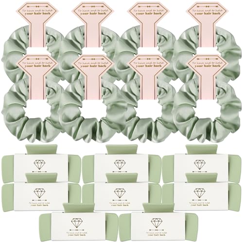 Bridesmaid Scrunchies Proposal Gifts 4.1 Inch Square Set of 8 Bachelorette Hair Claw Clips ideas Bridal Shower Gift for Wedding Party Favors (16pcs Sage Green) - color: 16pcs Sage Green