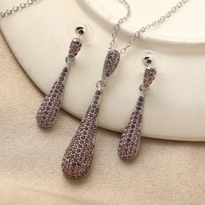 YINLI Full Crystal Rhinestone Gem Tear Drop Pendant Necklace Earrings Jewelry Sets - style: Style13