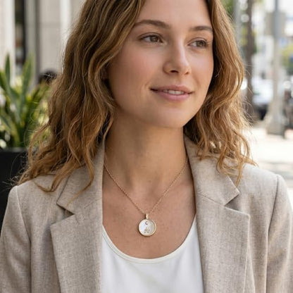 Initial Necklaces for Women Mother of Pearl Gold Letter Necklace Pendant - color: Letter H