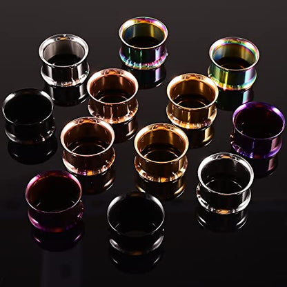 Set of 12 PCS 316L Stainless Steel Ear Plugs Large Gauges Stretching Screw Fit Tunnels Gauge 2g - 1 inch Ear Plugs Tunnels for Ears Expander Body Jewelry - color: 6 Pair Double Flared, size: 6mm(2G)