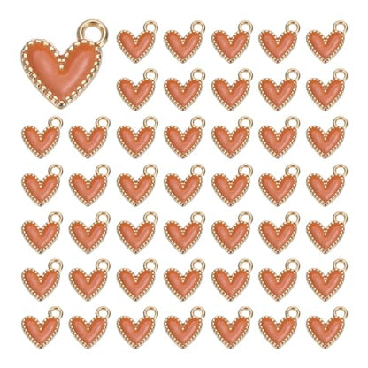 MECCANIXITY Enamel Alloy Heart Charm,Valentine Heart Pendants Love Jewelry Making Charm for DIY Necklace Bracelet Earrings Keychain - color: Orange