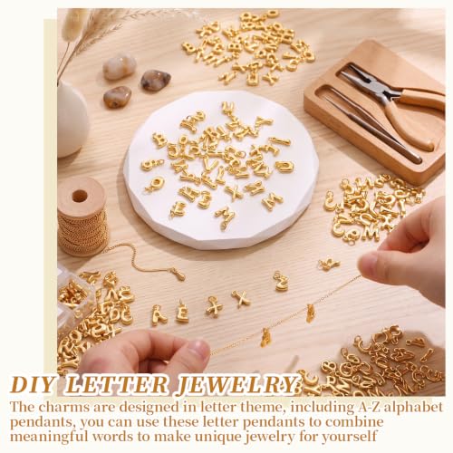 Tondiamo Gold Bubbled Charm for Jewelry Making Gold Letter Charm A- Z Alphabet Pendant Letters 3D Bubble Glitter Trendy Chunky Initial Alphabet for Women DIY Craft Bracelet Necklace - style: Style C