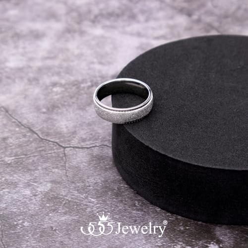 555Jewelry 4mm Sandblast Stainless Steel CZ Wedding Band Ring for Women & Men - color: Silver Style 10