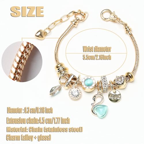DS Charm Bracelets for teen girls exquisite cute cartoon friendship bracelet Gold Stainless Steel Bangle birthday Gift box Adjustable little girls kids jewelry holiday gifts - style: GOLD-7