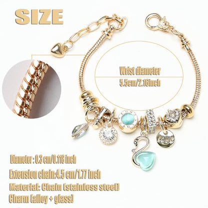 DS Charm Bracelets for teen girls exquisite cute cartoon friendship bracelet Gold Stainless Steel Bangle birthday Gift box Adjustable little girls kids jewelry holiday gifts - style: GOLD-7