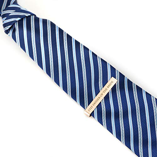 Father of the Bride and Groom Gifts - Wedding Tie Clips for Groomsmen From the Bride - Stainless Steel Tie Bars - color: Step Father of The Bride - Rose Gold