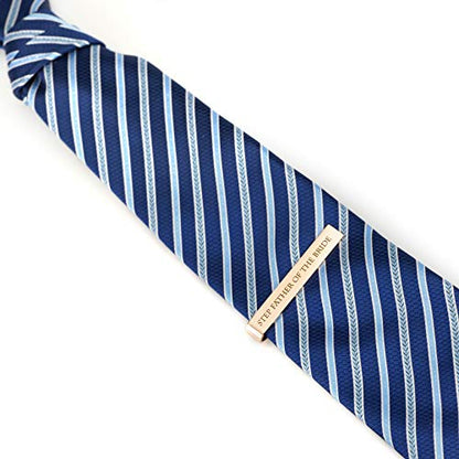 Father of the Bride and Groom Gifts - Wedding Tie Clips for Groomsmen From the Bride - Stainless Steel Tie Bars - color: Step Father of The Bride - Rose Gold
