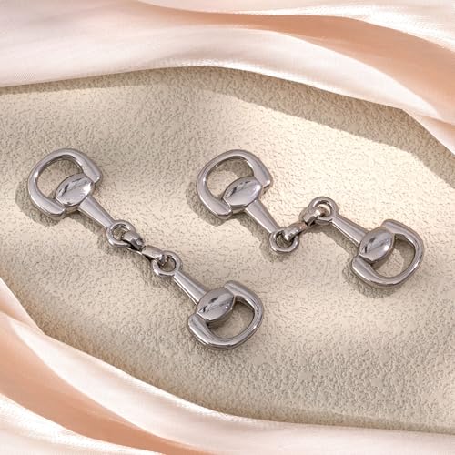 Joez Wonderful Scarf Ring Clip, Wide Band Chunky Chain Silk Scarf Buckle, Shawl Clips Scarf Clasp Holder Scarves Pin - color: (Horsebit) 60mm Silver