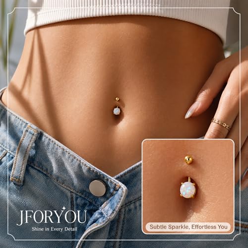 Belly Button Rings Stainless Steel 14G CZ Opal Navel Rings Barbells Women Girls Belly Piercing Jewelry - color: Gold Color-Style B: 3PCS