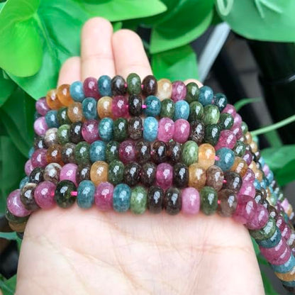 Songxi 5x8mm Dark Tourmaline Rondelle Beads, 75PCS Spacer Round Loose Abacus Beads for Jewelry Making, Gemstone for Bracelet Necklace Earrings, Arts and Crafts - color: Dark Tourmaline
