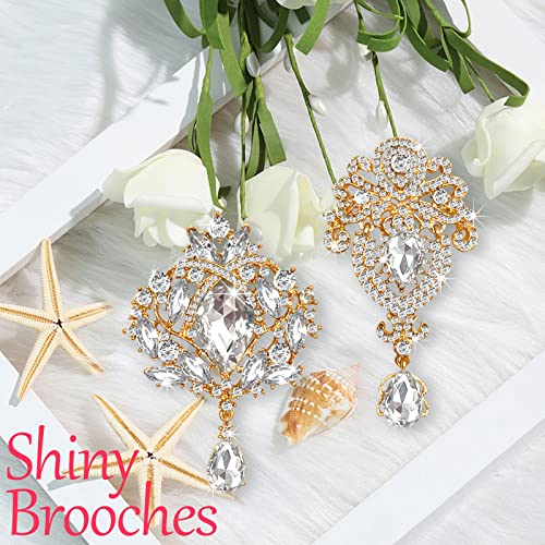 Yhsheen Rhinestone Brooches Crystal Brooch Pins, Pearl Crystal Wedding Bouquet kit Set - color: Gold-4pcs