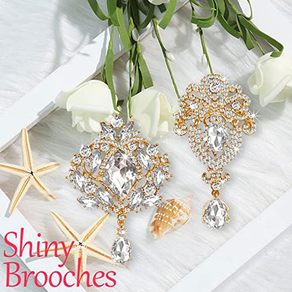 Yhsheen Rhinestone Brooches Crystal Brooch Pins, Pearl Crystal Wedding Bouquet kit Set - color: Gold-4pcs