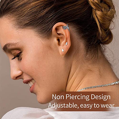 ChicSilver 925 Sterling Silver Ear Cuffs Non-Piercing Cartilage Earrings: Various Styles, Conch Cuffs (with Gift Box) - style: I: Dinosaur Cuff