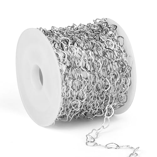 16.5FT Stainless Steel Heart Chain 3.5MM Silver Chain for Jewelry Making | Dainty Heart Link Chains Roll Bulk for Necklace Bracelet Crafts - color: stainless steel color(3.5mm)