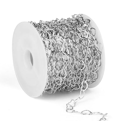 16.5FT Stainless Steel Heart Chain 3.5MM Silver Chain for Jewelry Making | Dainty Heart Link Chains Roll Bulk for Necklace Bracelet Crafts - color: stainless steel color(3.5mm)