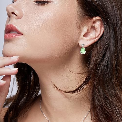 Birthstone Teardrop Crystal Stud Earrings for Women 925 Sterling Silver Solitaire Studs Halo Earrings for Birthday Gifts Teardrop Earrings for women - style: H August