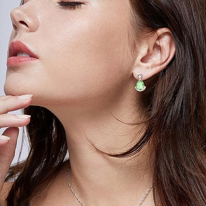 Birthstone Teardrop Crystal Stud Earrings for Women 925 Sterling Silver Solitaire Studs Halo Earrings for Birthday Gifts Teardrop Earrings for women - style: H August
