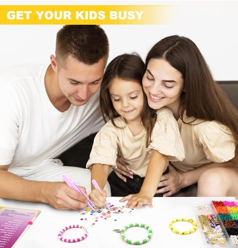 Dowsabel Clay Beads Bracelet Making Kit for Beginner, 5000 Pcs Preppy Polymer Clay Beads with Charms Kit for Jewelry Making, DIY Arts and Crafts Birthday Gifts Toys for Kids Age 6-13 - style: Classic