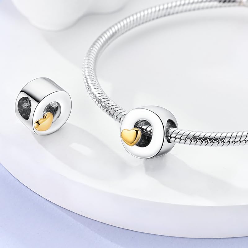 Women 925 Sterling Silver Charms A-Z Heart Letters Beads Pendant for Bracelets Women Fit Pandora Bracelets Hypoallergenic Beads - color: O