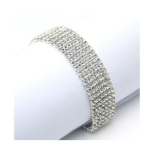 YINLI Charm Crystal Adjustable Bracelet Bangle Fashion Bridesmaid Bridal Jewelry Silver and Gold Plated - color: Silver