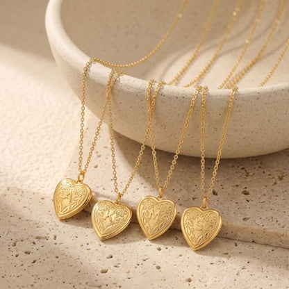 Gold Initial Heart Letter Pendant Necklace Jewelry for Women | 14K Gold Plated Fashion Waterproof Statement Cute Necklaces Dainty Personalized Name Friendship Couple Gifts for Women - color: Initial A