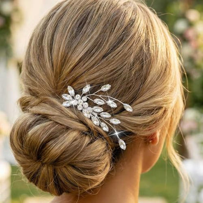 CASDRE Rhinestone Wedding Hair Comb Crystal Hair Accessories for Women (A Silver)