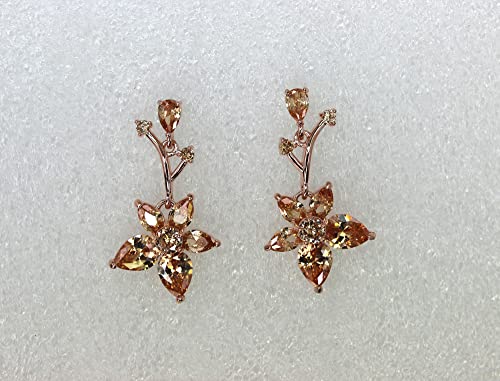 Faship Gorgeous CZ Crystal Floral Necklace Earrings Set - color: Champagne