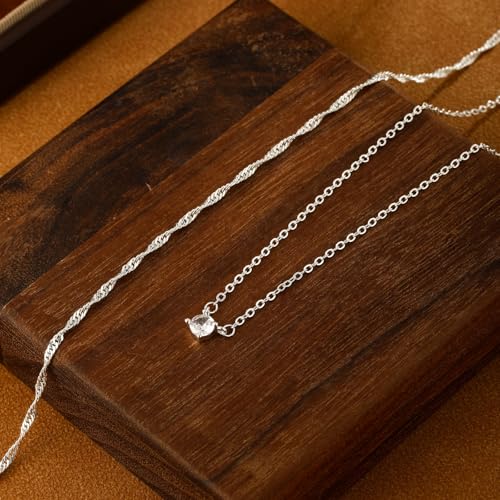 Layered Gold Necklace Set for Women Dainty Waterproof Cute Choker | 14K Gold Plated Minimalist Non Tarnish Lightweight CZ Pendant Pearl Twist Paperclip Chain Jewelry Gifts - style: 2PCS-Dotchain zircon-SL
