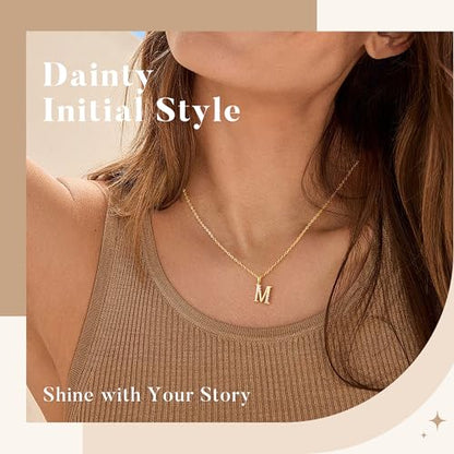 Turandoss Initial Necklaces for Women - 14K Gold Plated Dainty Letter A-Z Pendant Necklace Personalized Trendy Fashion Jewelry for Women Girls Birthday Gifts - color: T