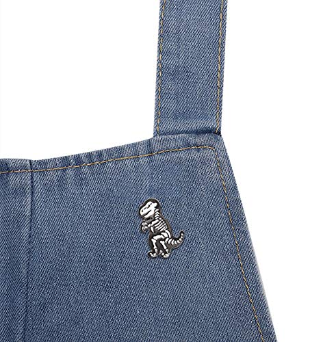 Dinosaur Skeleton Enamel Lapel Pin Set | Cartoon T-Rex and Triceratops badge, decorative animal pins for backpacks, jackets, bags and clothing