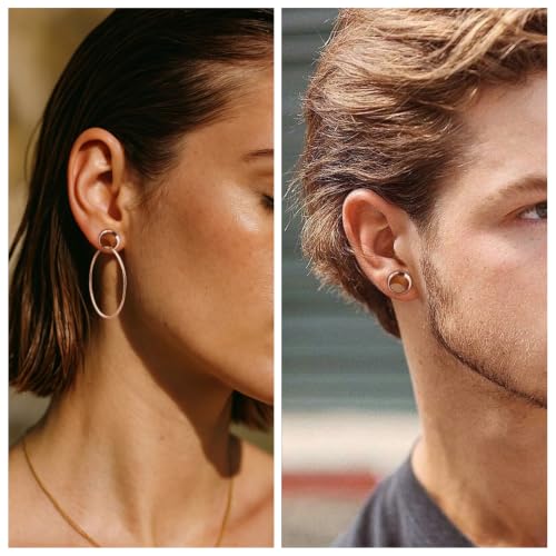 Aienid Large Hoop Ear Gauges Stainless Steel Double Flared Tunnels Plugs for Women 6mm-20mm Body Piercing Jewelry - color: Rose Gold, size: 20mm (3/4")