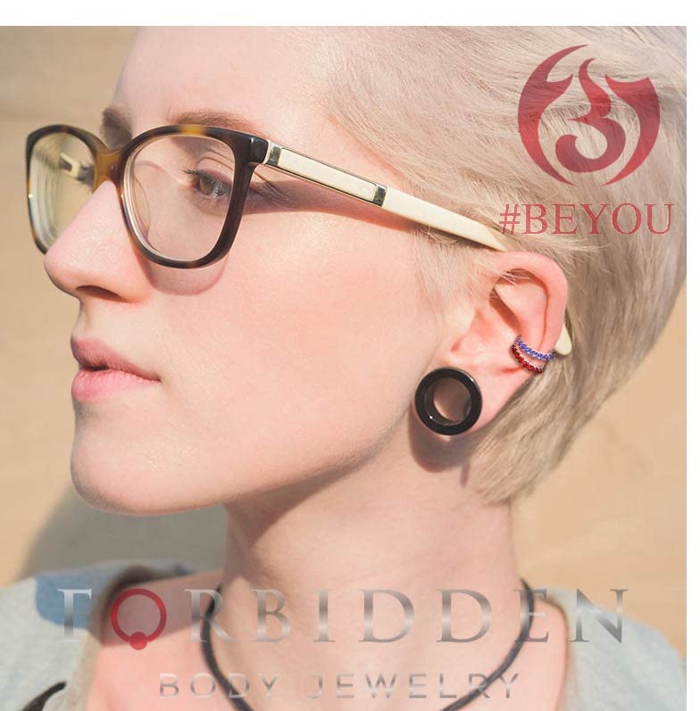 Forbidden Body Jewelry 16-20g 8mm CZ Lined Plated Brass Bendable Nose Ring and Cartilage Hoop (Choose Gauge/Plating/Color) - style: 20g - Platinum Plated (Aqua)