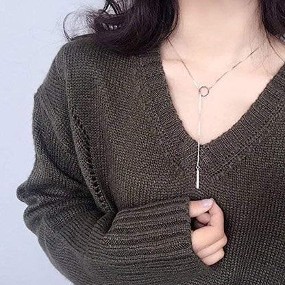 choice of all Rose Gold Necklaces Lariat Necklace for Women Slip Chain Necklace Y-Shaped Pendant Necklaces Trendy Jewelry Gifts - color: A1:rose gold necklace