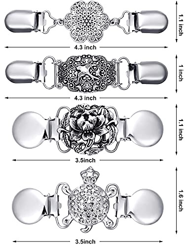 Jetec 4 Pieces Vintage Sweater Shawl Clips Retro Cardigan Collar Dress Shirt Brooch Clips for Women Wearing, 4 Styles - style: Retro