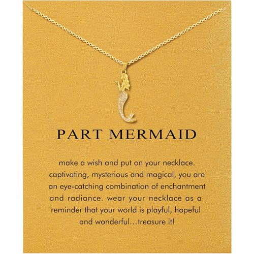 Baydurcan Dainty Gold Necklace for Women Ankh Mom Jesus Sun Star Necklace | 14K Gold Plated Pendant Necklaces Gifts for Friends Sister Mother, Birthday, Christmas, Graduation, Inspirational Gifts - style: Mermaid
