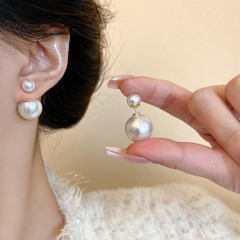 Big Pearl Stud Earrings White Round Pearls Earrings Fashion Design Faux Pearl Charm Jewerly - style: style 2