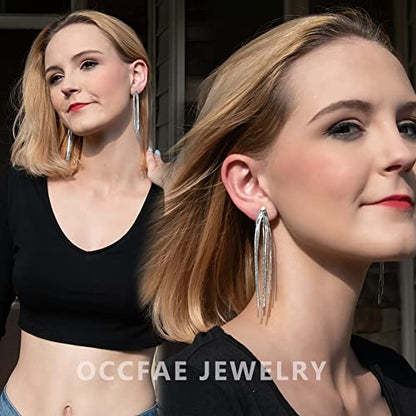 Women's Statement Clip-On Earrings Hypoallergenic Lightweight Clip Earrings - color: E-silver tassel