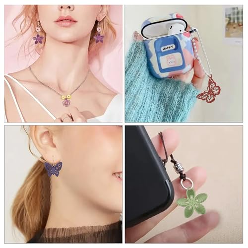 8-64Pcs Silver Goldern Color Heart Pendants Charms 10 Styles Heart Stainless Steel Metal Charms for Jewelry Making Crafting Necklaces Bracelets Earrings Keychains Birthday Gift - color: Hollow Butterfly Flower-40 pcs